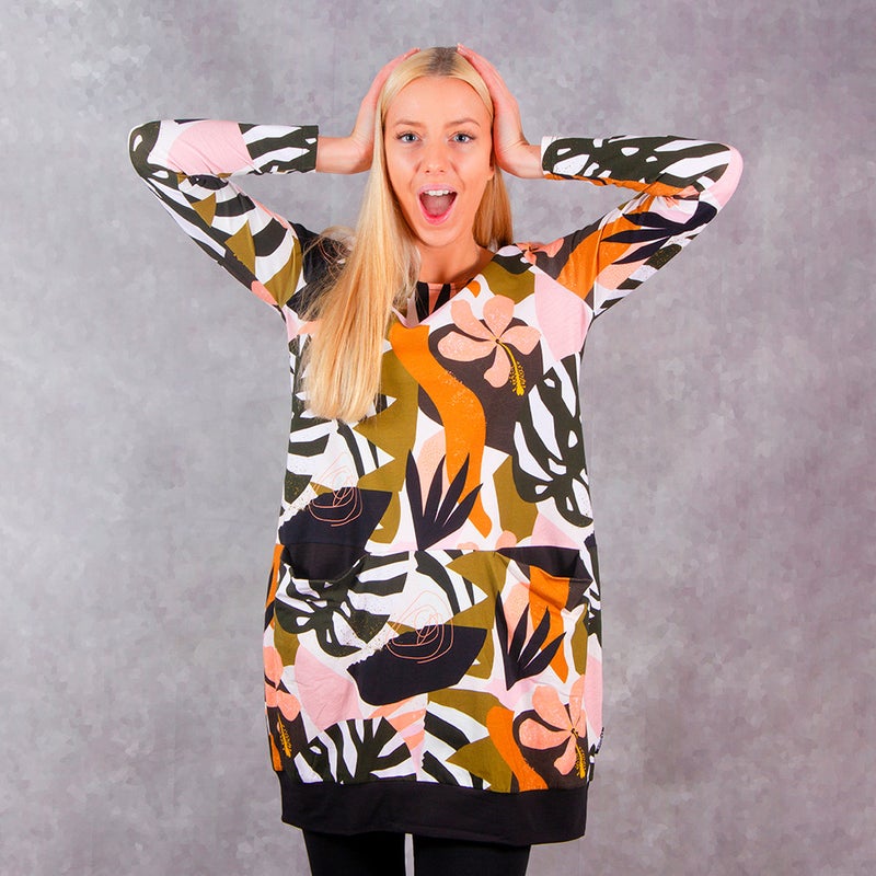 HuiGee Perko women's tunic-dress Monstera