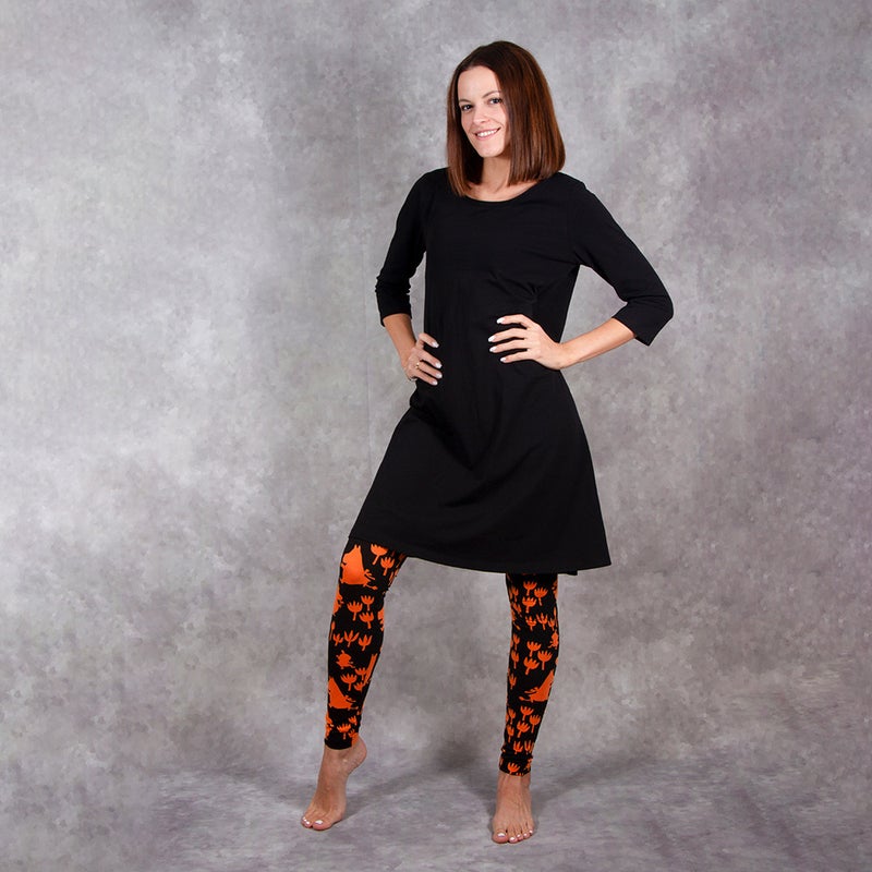 HuiGee Moomin women's leggings, Shadows, black/orange